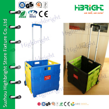 plastic easy box folding shopping trolley